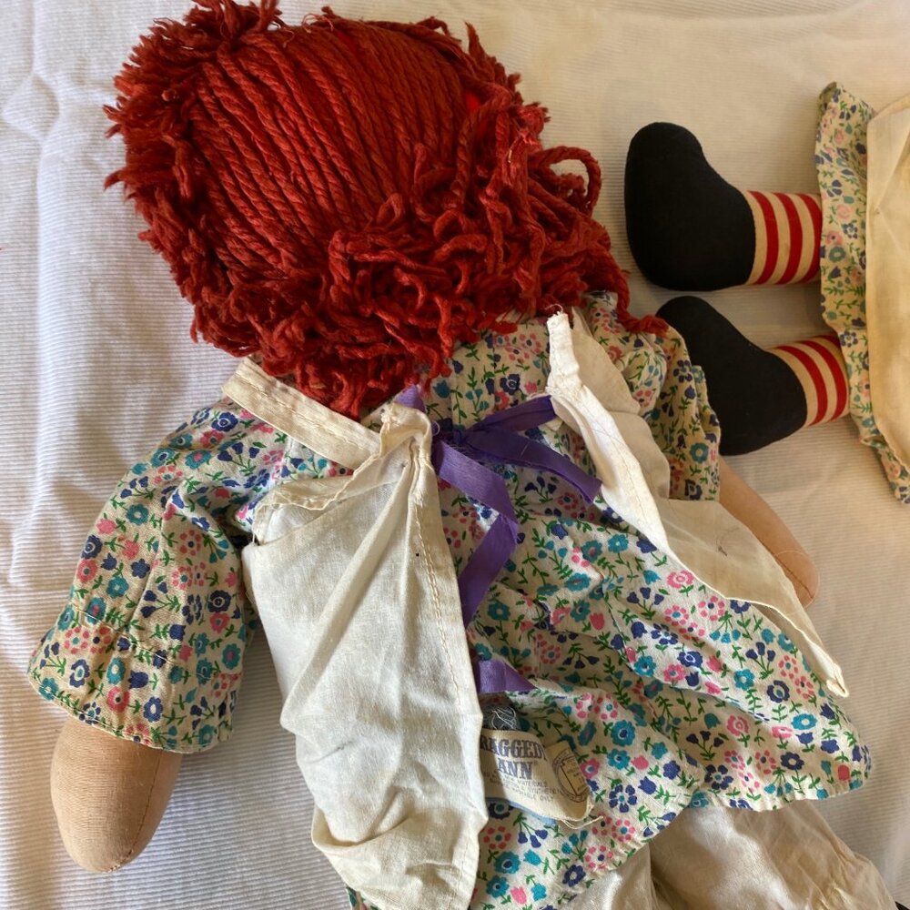 Vintage Knickerbocker Raggedy Ann Dolls Set – 16” & 18” – Original Classic Dolls - Picture 4 of 11